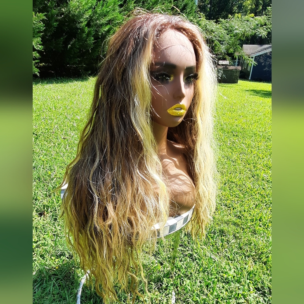 13x7 face framing highlights balayage ombre blonde
